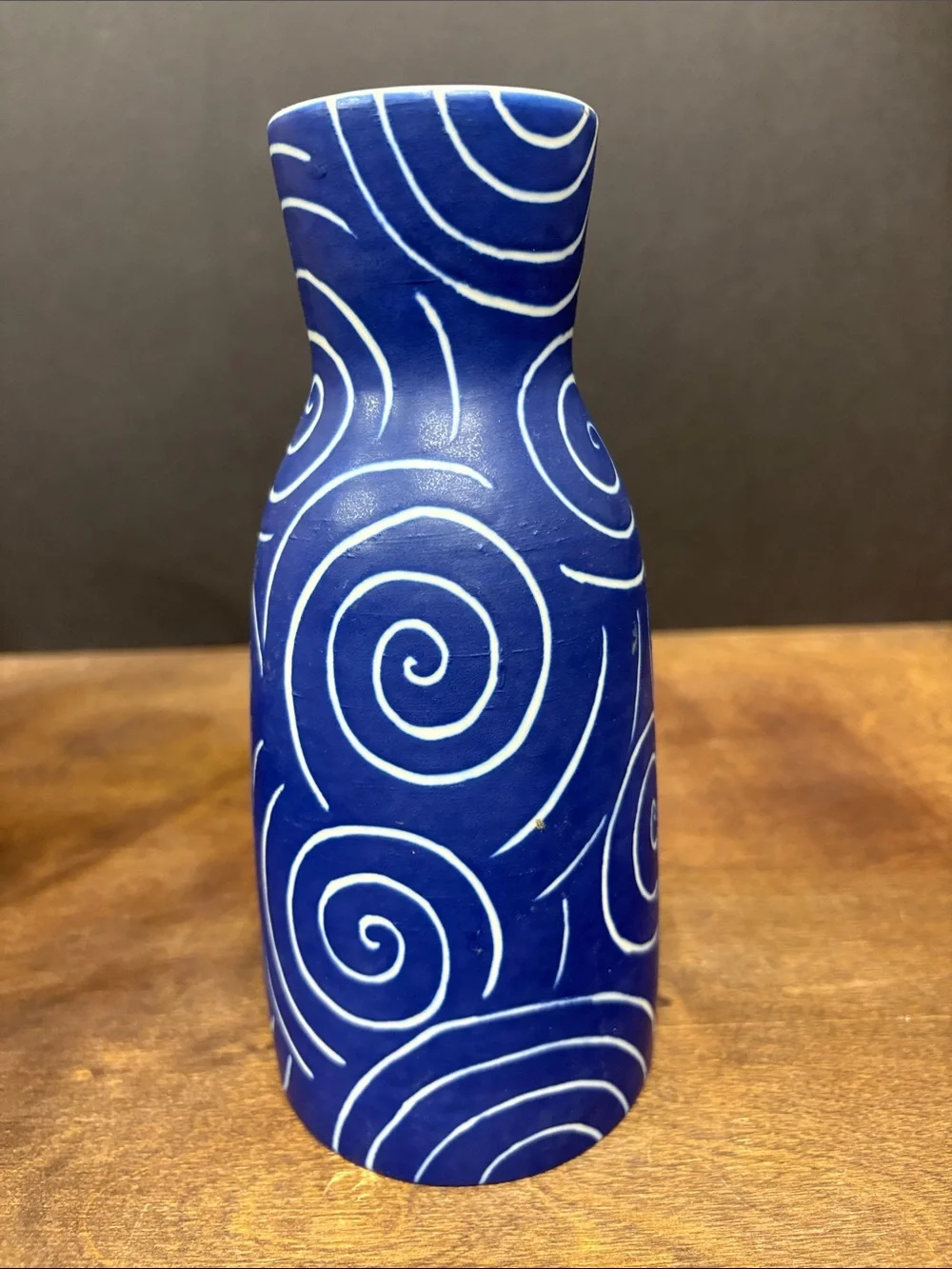 Blue Swirl Ceramic Pottery Vase - Decorative Home Accent